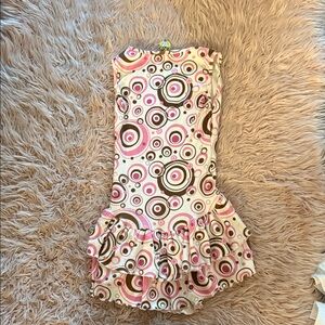 OMIGHTY OMWEEKEND 2000s circle swirl Pattern Dress - Pink and Brown